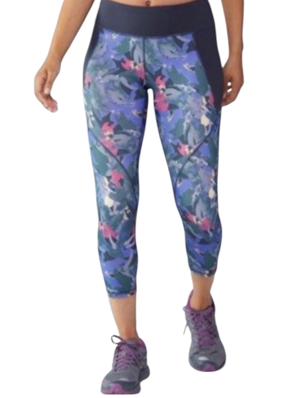 Patagonia Athletic Leggings Cropped Abstract Jungle Smolder Blue Women’s Size XS
